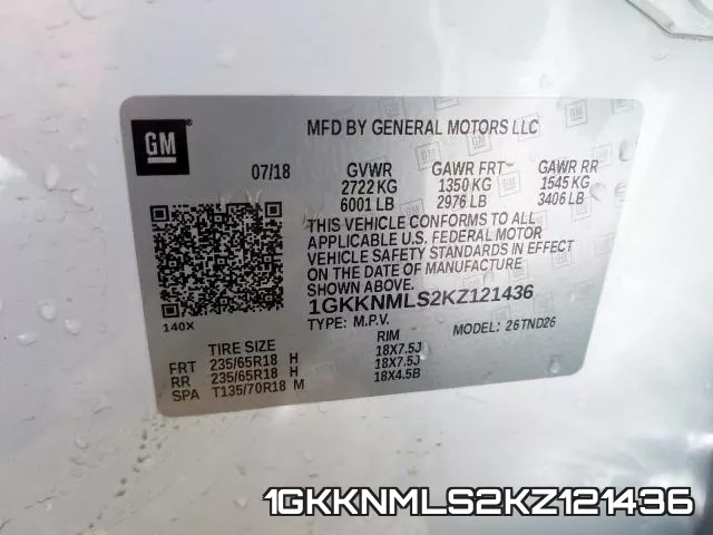 1GKKNMLS2KZ121436 фото 2