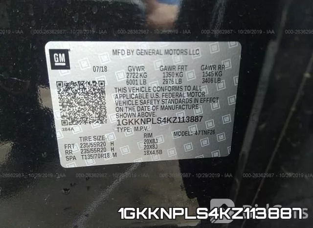 1GKKNPLS4KZ113887 фото 10