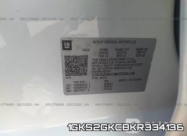1GKS2GKC8KR334136 фото 10