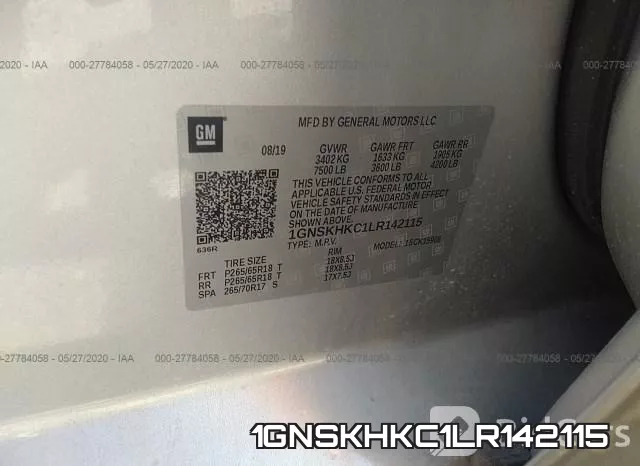 1GNSKHKC1LR142115 фото 10