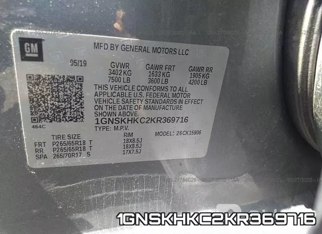 1GNSKHKC2KR369716 фото 10
