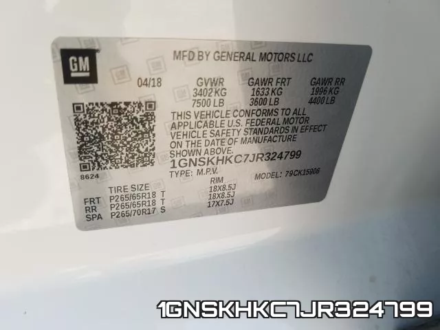 1GNSKHKC7JR324799 фото 2