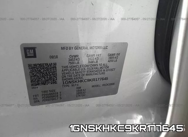 1GNSKHKC9KR177645 фото 10