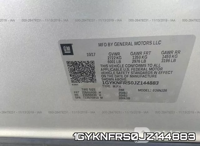 1GYKNFRS0JZ144883 фото 10