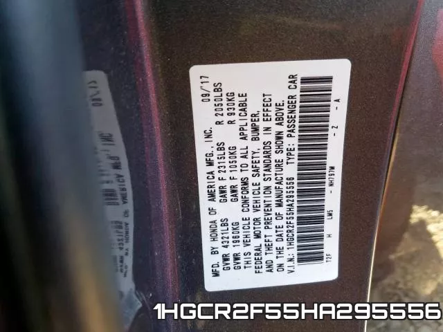 1HGCR2F55HA295556 фото 2