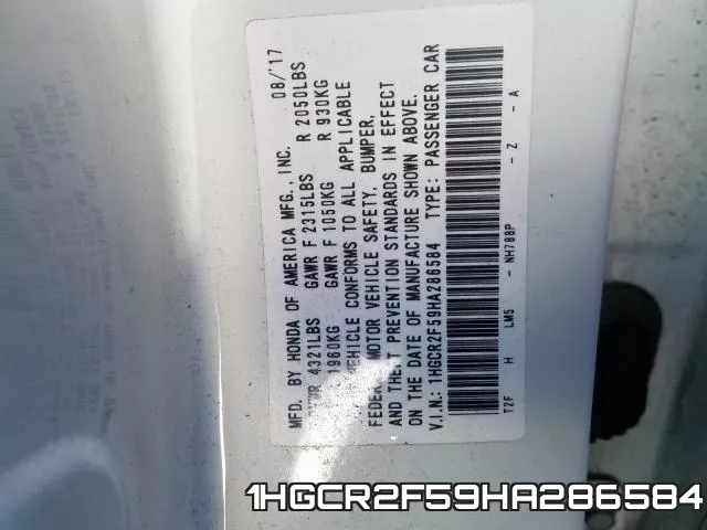 1HGCR2F59HA286584 фото 2