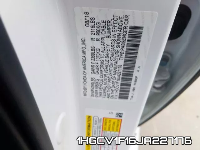 1HGCV1F16JA227176 фото 2