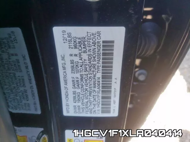 1HGCV1F1XLA040414 фото 2