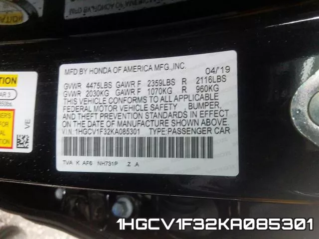 1HGCV1F32KA085301 фото 2