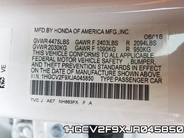 1HGCV2F9XJA045850 фото 2