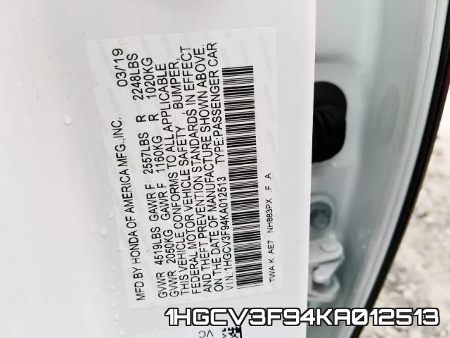 1HGCV3F94KA012513 фото 2