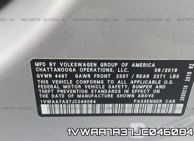 1VWAA7A37JC046084 фото 10