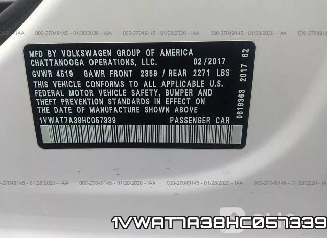 1VWAT7A38HC057339 фото 10