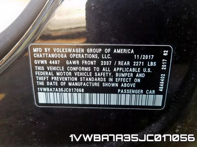 1VWBA7A35JC017056 фото 2