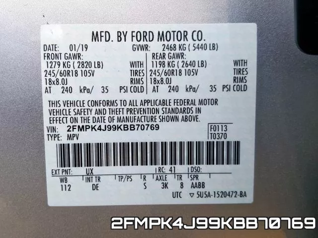 2FMPK4J99KBB70769 фото 2