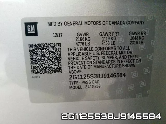 2G1125S38J9146584 фото 2