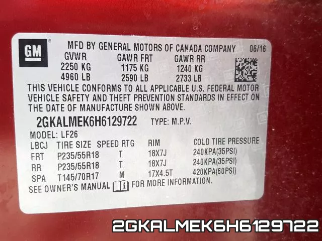 2GKALMEK6H6129722 фото 2