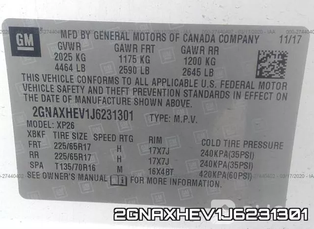2GNAXHEV1J6231301 фото 10