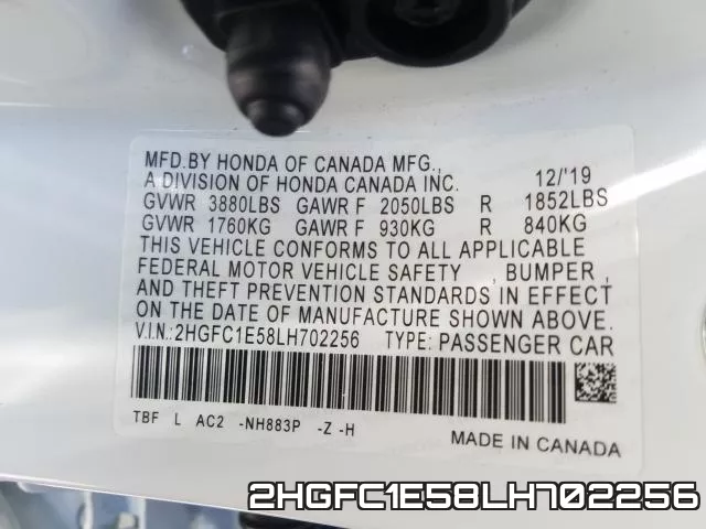 2HGFC1E58LH702256 фото 2