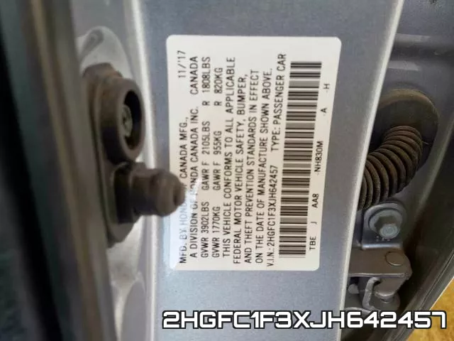 2HGFC1F3XJH642457 фото 2