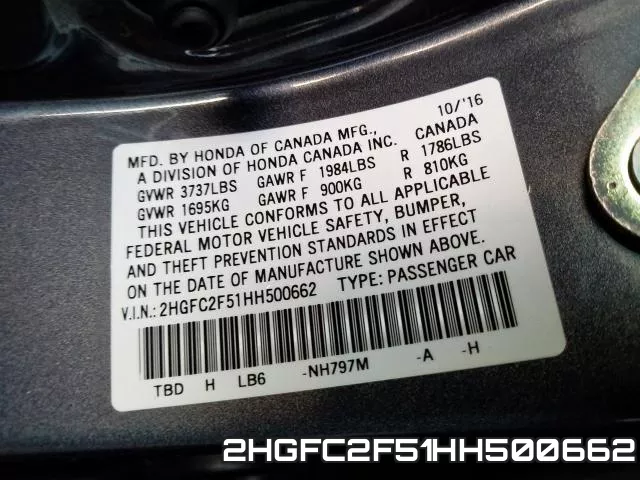 2HGFC2F51HH500662 фото 2