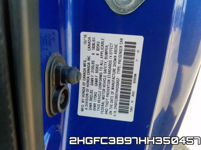 2HGFC3B97HH350457 фото 2
