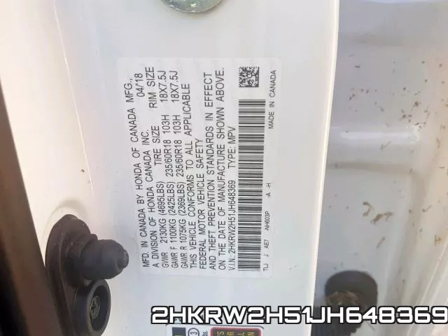 2HKRW2H51JH648369 фото 2