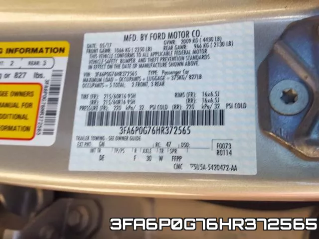 3FA6P0G76HR372565 фото 2