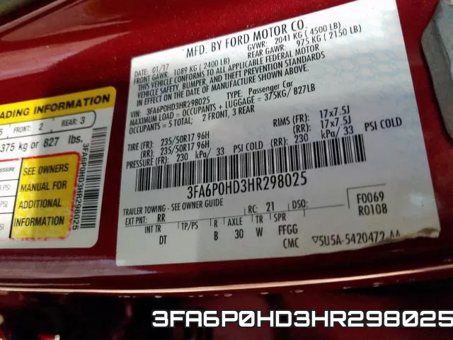3FA6P0HD3HR298025 фото 2
