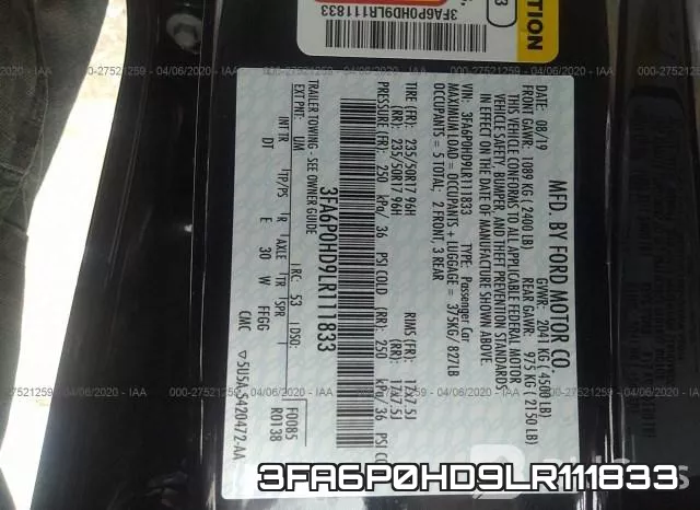 3FA6P0HD9LR111833 фото 10