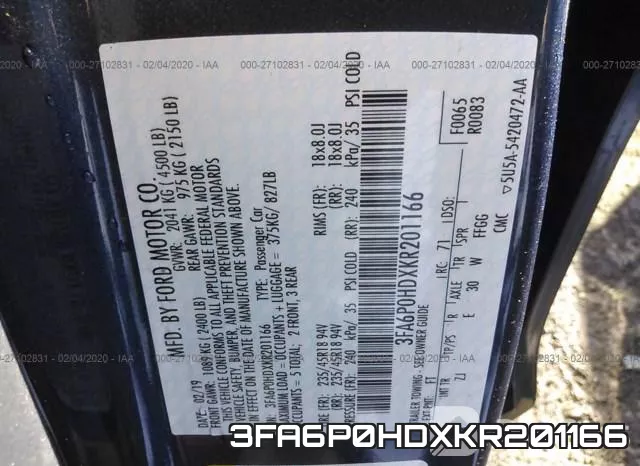 3FA6P0HDXKR201166 фото 10