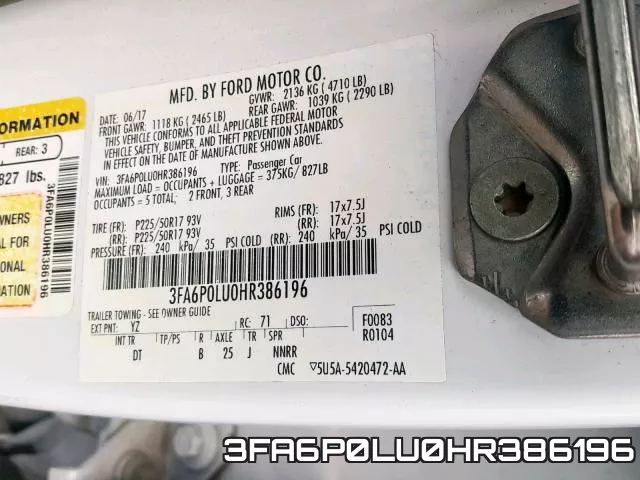 3FA6P0LU0HR386196 фото 2