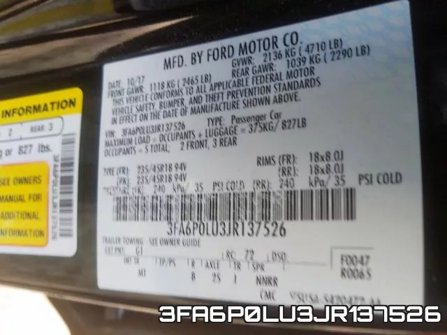 3FA6P0LU3JR137526 фото 2