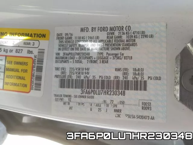 3FA6P0LU7HR230348 фото 2