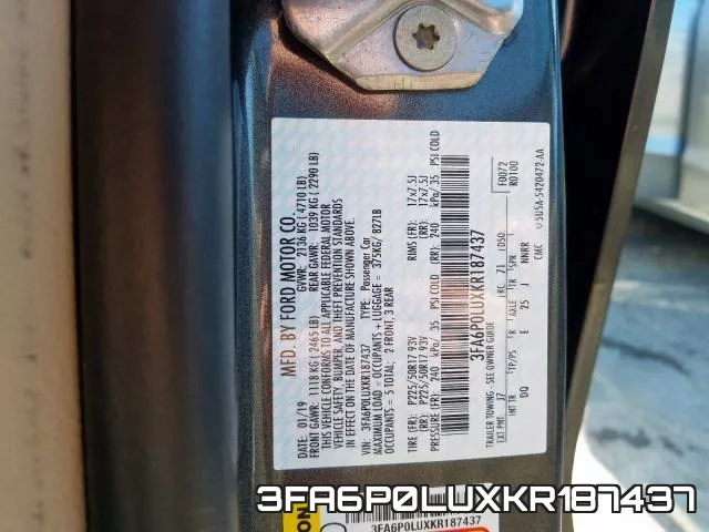 3FA6P0LUXKR187437 фото 2