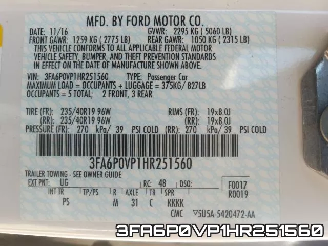 3FA6P0VP1HR251560 фото 2