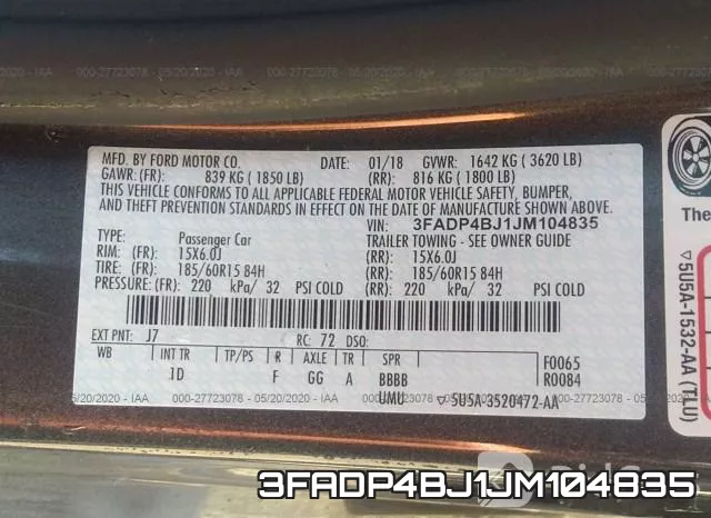 3FADP4BJ1JM104835 фото 10