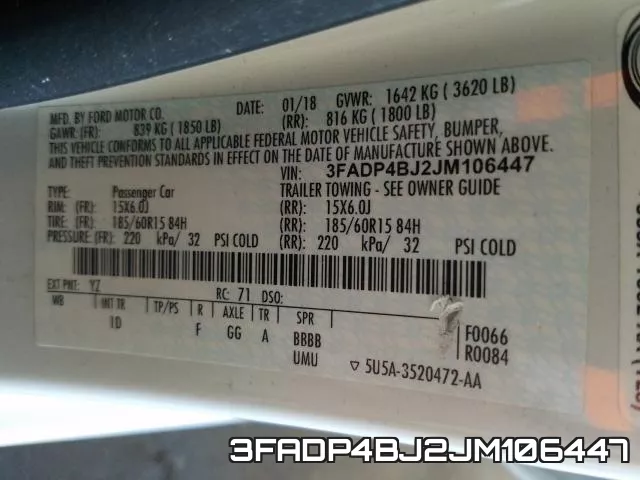 3FADP4BJ2JM106447 фото 2