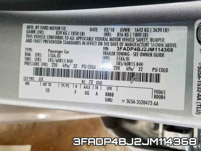 3FADP4BJ2JM114368 фото 2