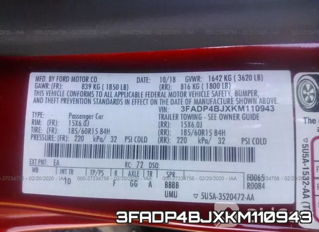 3FADP4BJXKM110943 фото 10