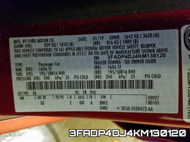 3FADP4DJ4KM130120 фото 2