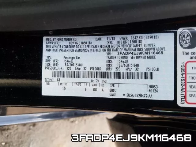 3FADP4EJ9KM116468 фото 2
