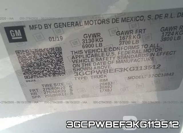 3GCPWBEF3KG113512 фото 10
