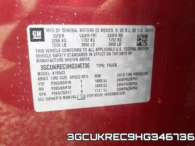 3GCUKREC9HG346736 фото 2