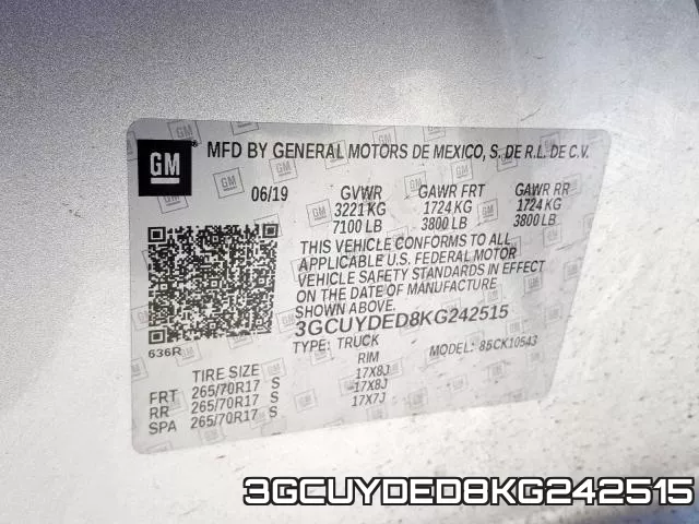 3GCUYDED8KG242515 фото 2