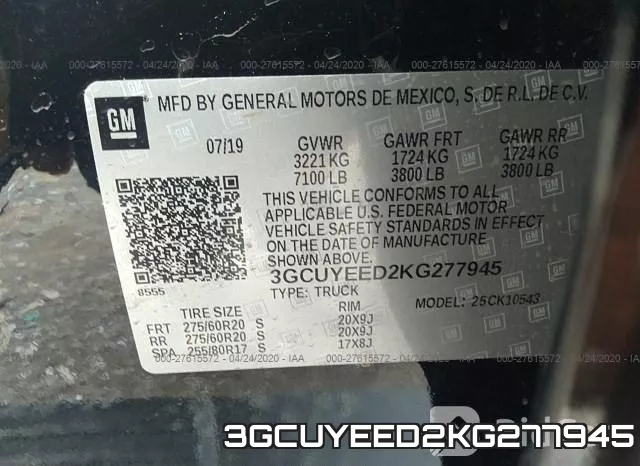 3GCUYEED2KG277945 фото 10