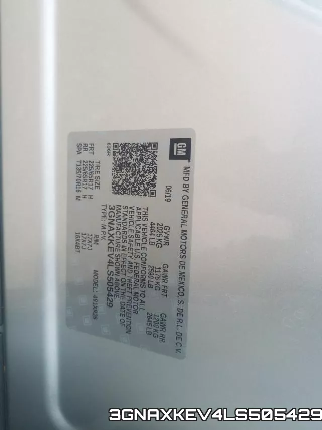 3GNAXKEV4LS505429 фото 2