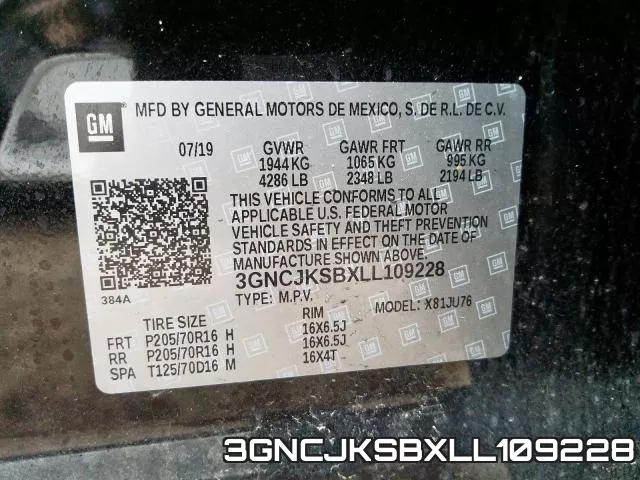 3GNCJKSBXLL109228 фото 2