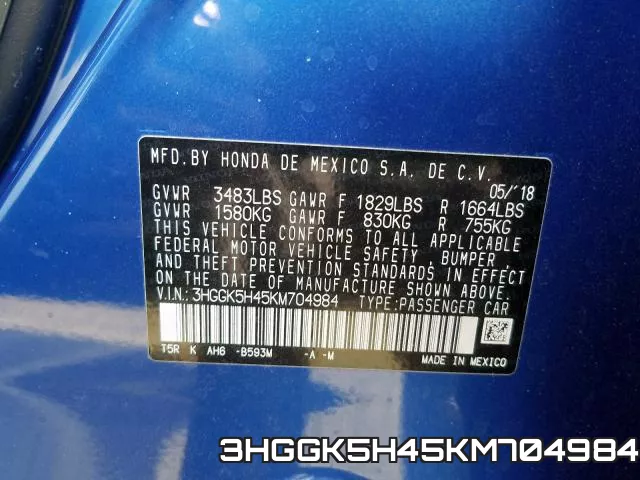 3HGGK5H45KM704984 фото 2