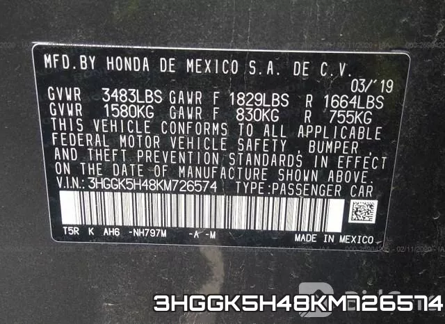 3HGGK5H48KM726574 фото 10